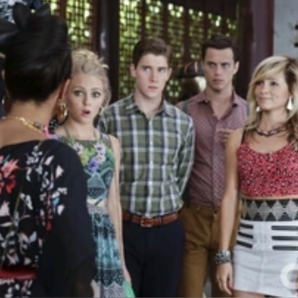 KELLY WEARSTLER Mini Skirt NWT ASO TV The Carrie Diaries Size 6 White Black - Picture 2 of 4